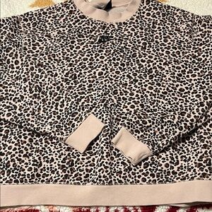 Nike Pink Leopard Print Crew Neck Sweater